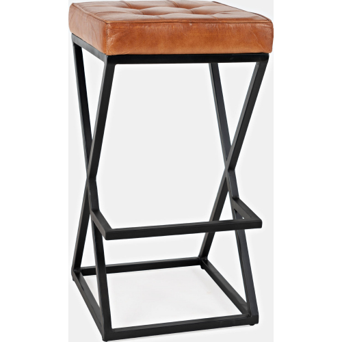 Brooks Accent Stool in Distressed Saddle Leather